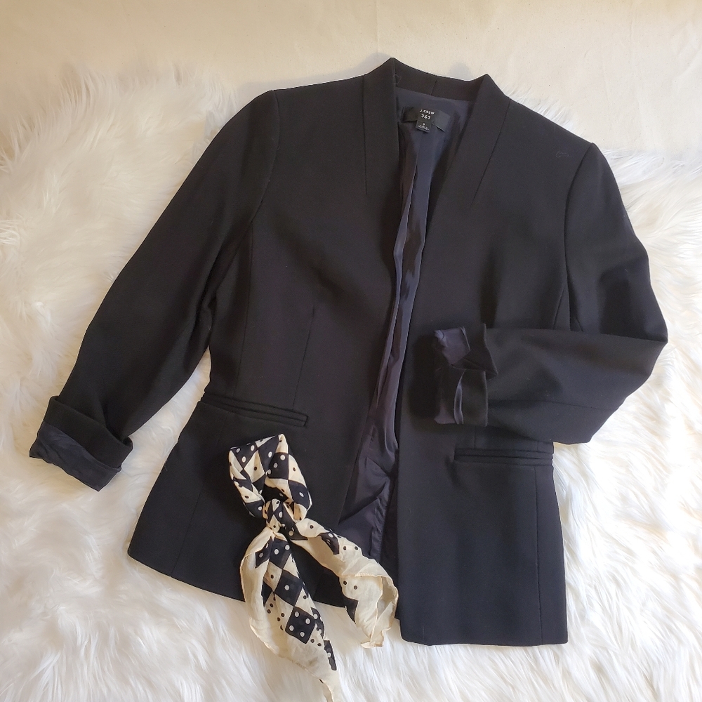 J.Crew Stretch Twill Going Out Blazer, Black, 2